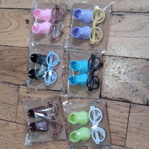 Lot Of 6 Labubu Inspired Shoe Set with glasses *E15